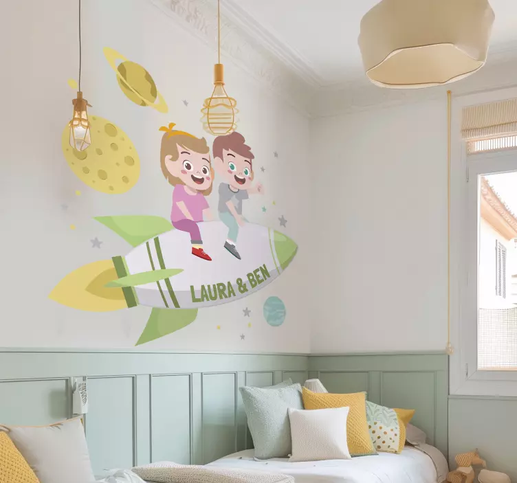 Roketteki kardeşler uzay sticker - TenStickers