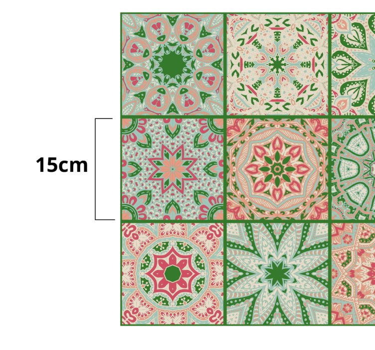 Mavi ve yeşil tonları kiremit mobilya çıkartması - TenStickers