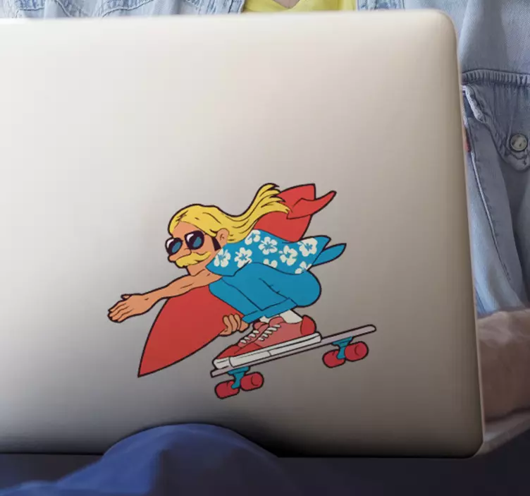 70'lerin paten ahbap dizüstü cilt çıkartması - TenStickers