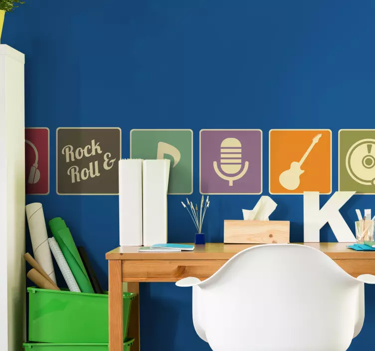 80'ler simgeleri müzikal duvar sticker - TenStickers