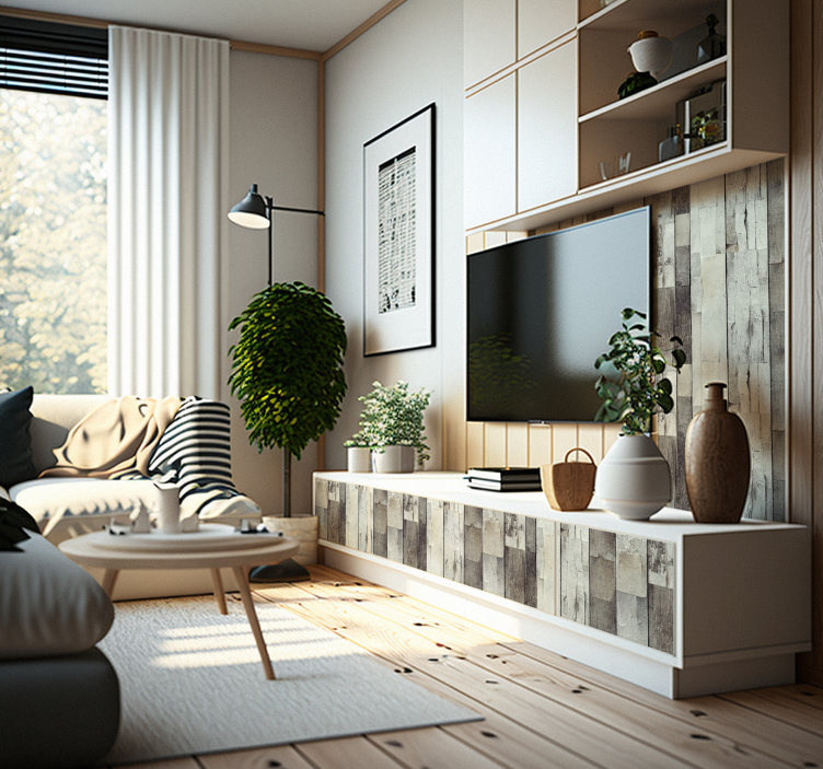 Açık Köklü Yaşlı Ahşap mobilya sticker - TenStickers