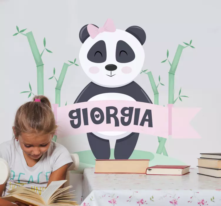 Adı ile bebek panda kız çıkartması - TenStickers