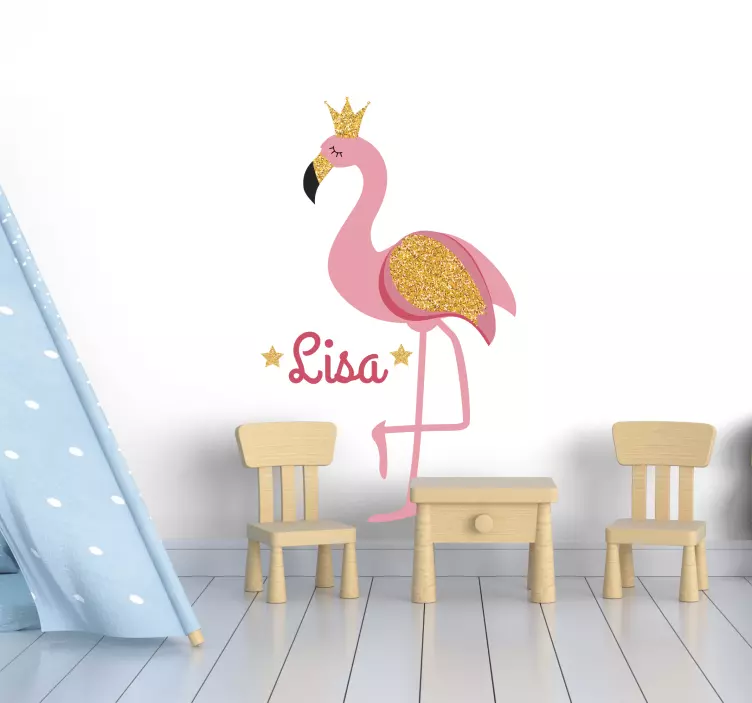 Adı ile flamingo kuş duvar sticker - TenStickers