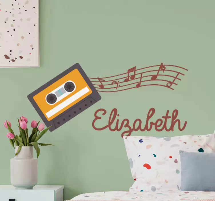 Isimli kişiselleştirilmiş müzik notaları çıkartması - TenStickers