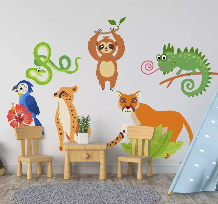 Hayvanlar ve avcılar hayvan çıkartması seti - TenStickers