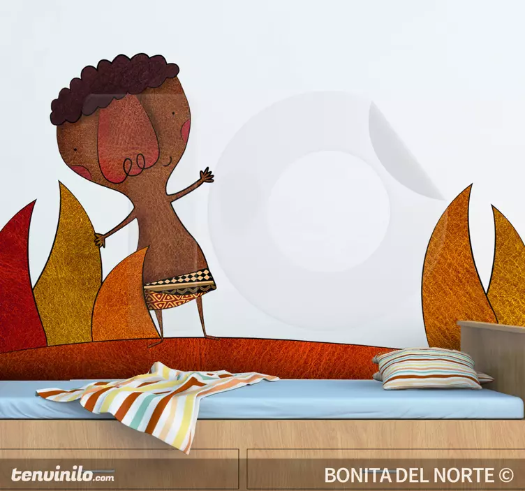 Afrikalı Çocuk illüstrasyon çıkartması - TenStickers