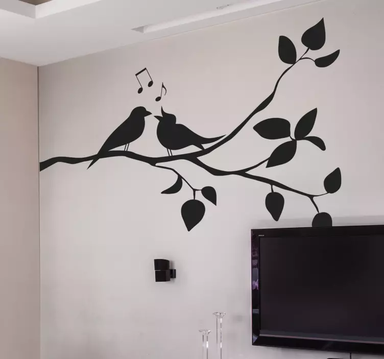 Kuşlar ile ağaç dalı duvar sticker - TenStickers