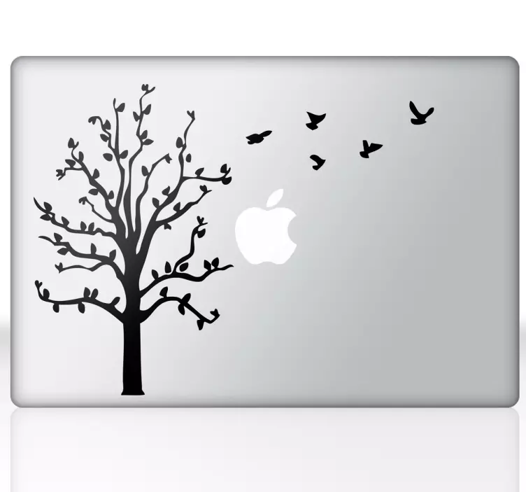 Ağaç ve uçan kuşlar macbook sticker - TenStickers