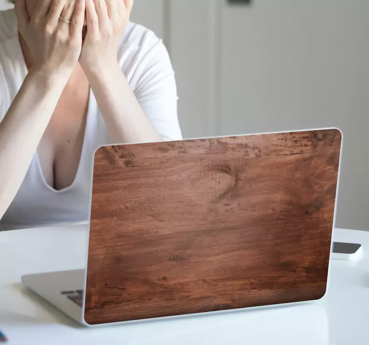 Ahşap desen dizüstü sticker - TenStickers