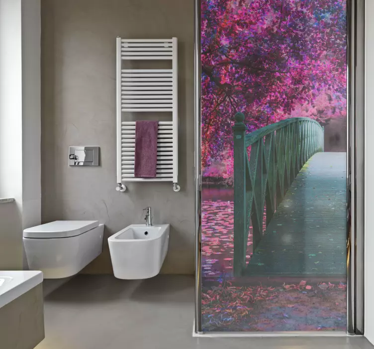 Ahşap köprü manzarası duş sticker - TenStickers