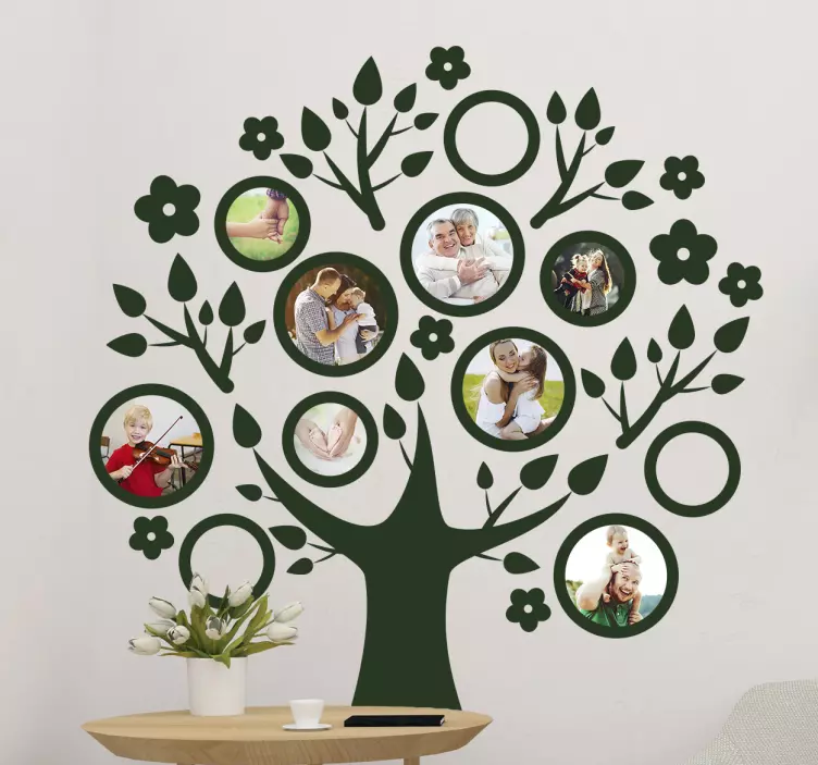 Aile fotoğrafları ağacı duvar sticker - TenStickers