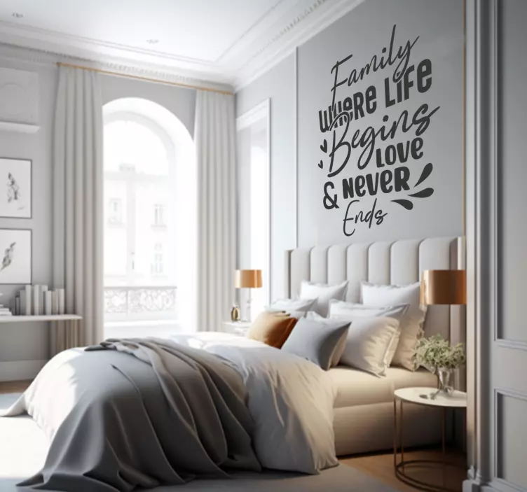 Aile sevgisi başlar duvar çıkartmaları tırnak - TenStickers