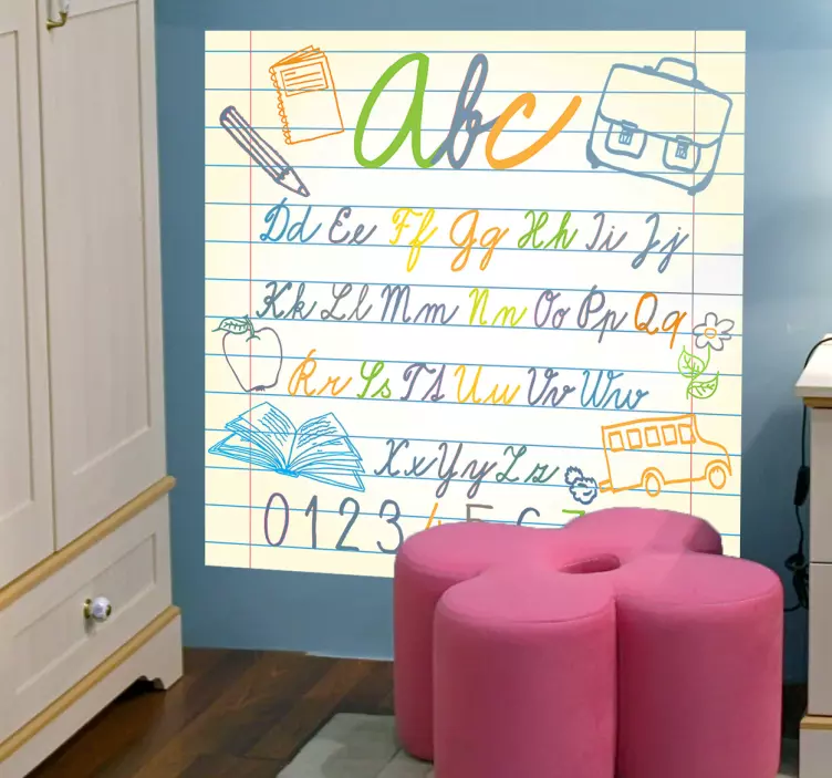 Alfabe defter çocuklar etiket - TenStickers