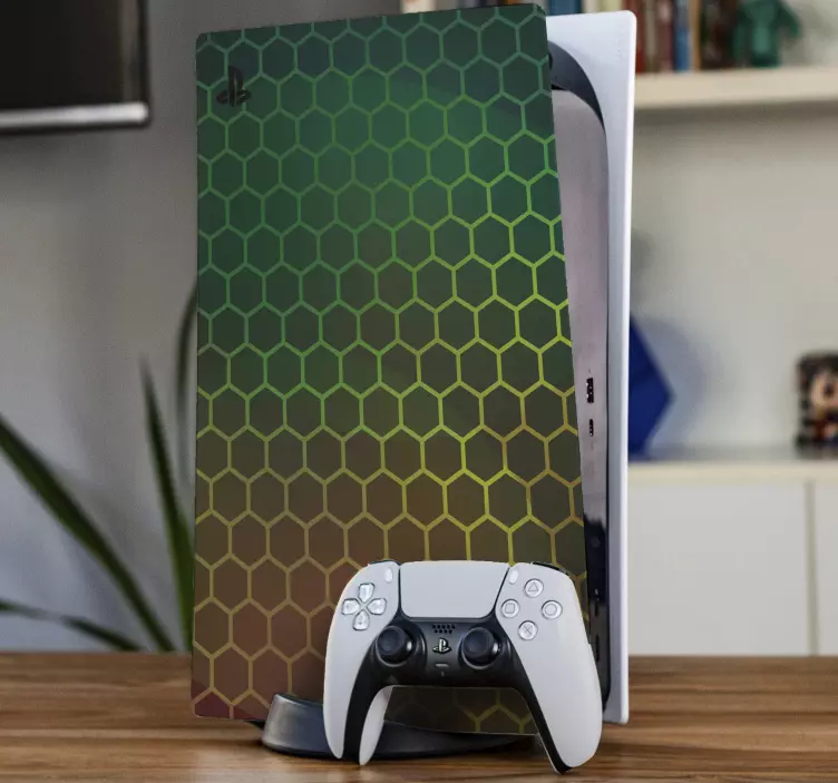 Altıgen desen ps5 çıkartmaları - TenStickers