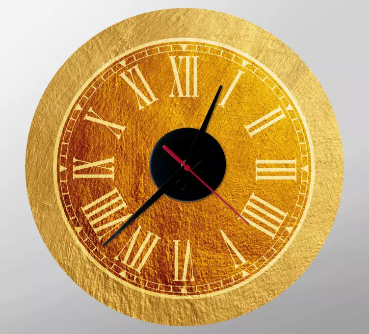 Altın duvar saati çıkartmasında özetlenen - TenStickers