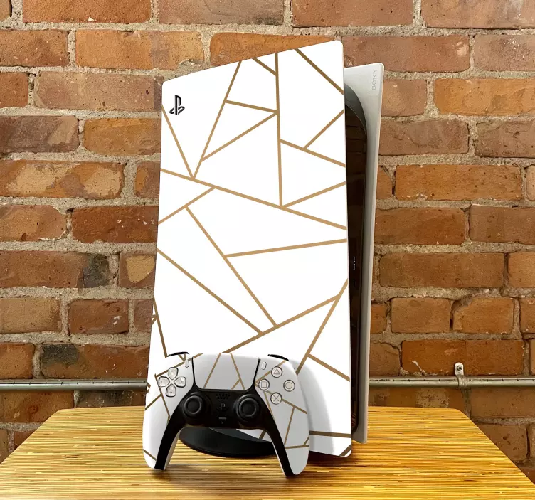 Altın ve beyaz çizgiler ps5 çıkartması - TenStickers
