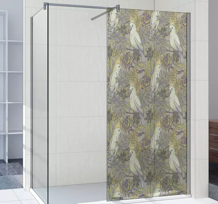 Papağanlar İskandinav tarzı duş ekranı çıkartması - TenStickers