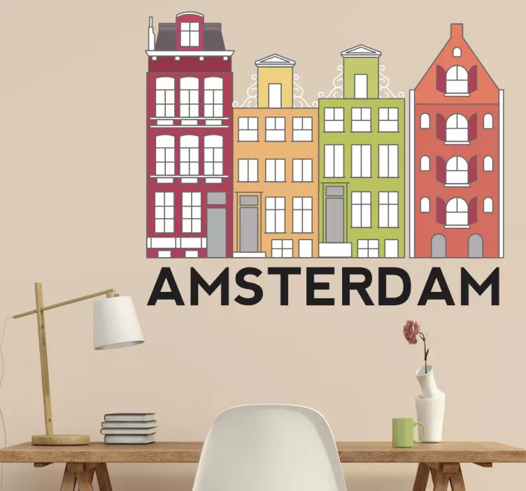 Amsterdam binalar duvar sticker - TenStickers