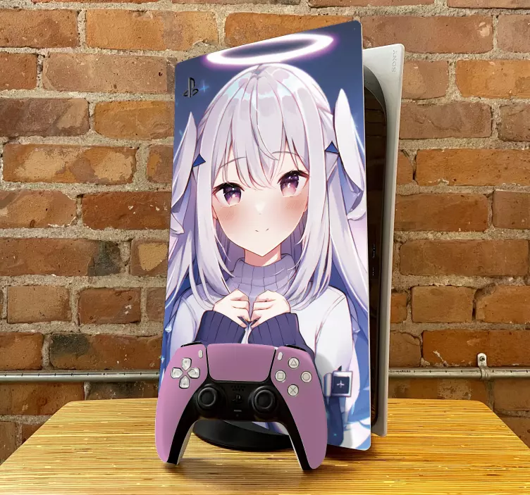 Anime kız playstation 5 çıkartmaları - TenStickers