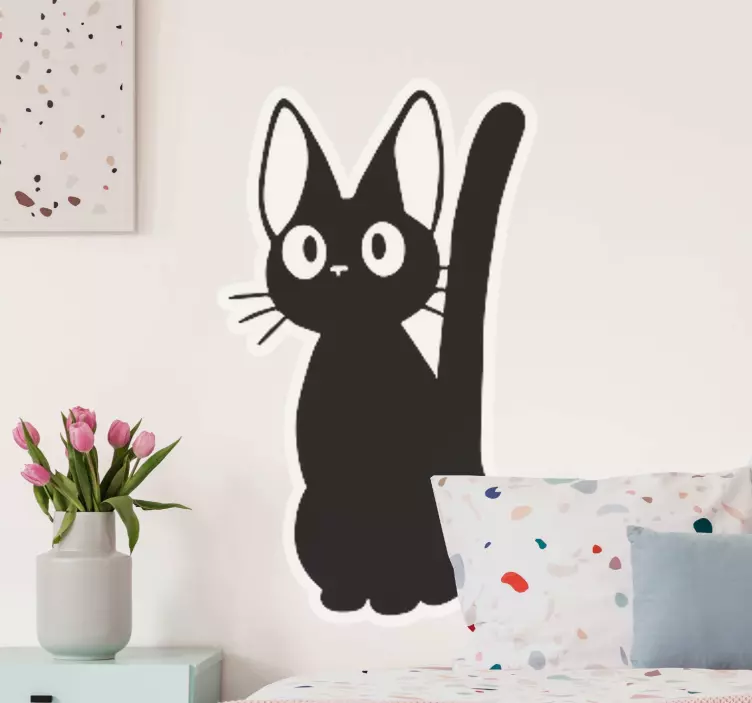 Anime siyah kedi çıkartması - TenStickers