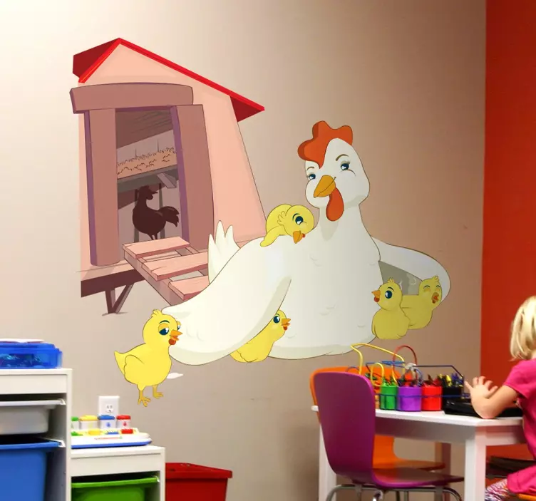 Anne tavuk ve civciv çıkartması - TenStickers