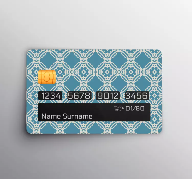 Vintage mavi ve beyaz desen banka kartı çıkartması - TenStickers