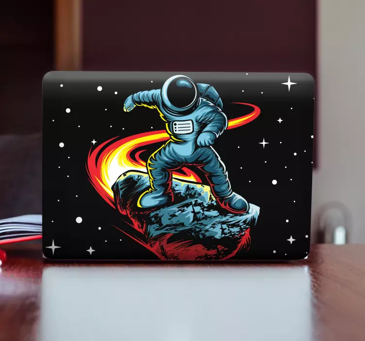 Dizüstü bilgisayar çıkartması astronot yüzen macera - TenStickers