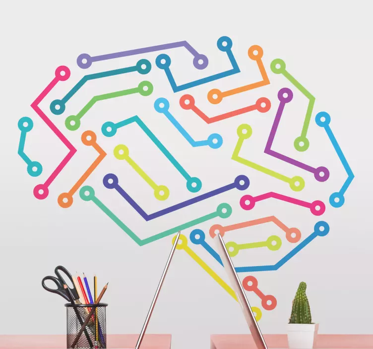 Bağlı beyin ofis çıkartması - TenStickers