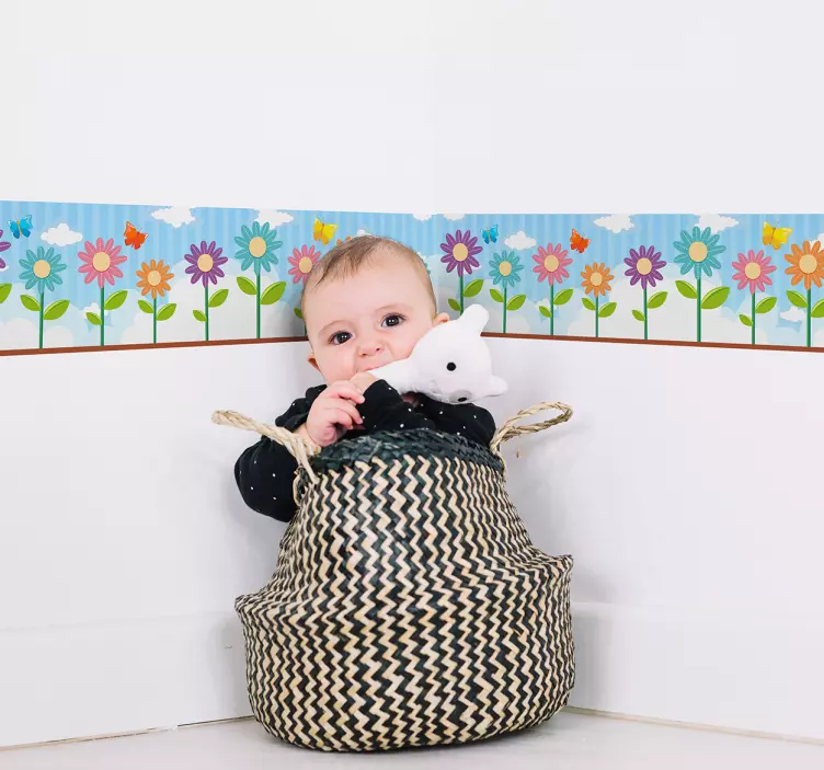 Bahar çayır duvar sınır sticker - TenStickers