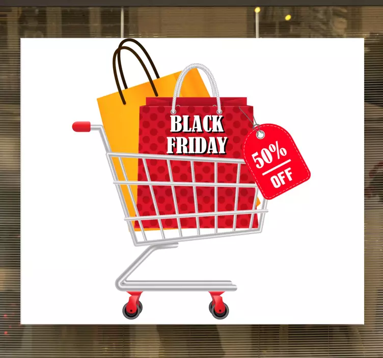 Balck cuma alışveriş sepeti pencere çıkartması - TenStickers