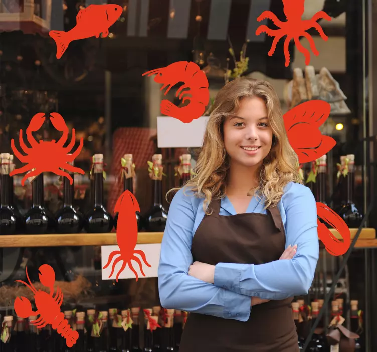 Balık dükkanı balık duvar sticker - TenStickers