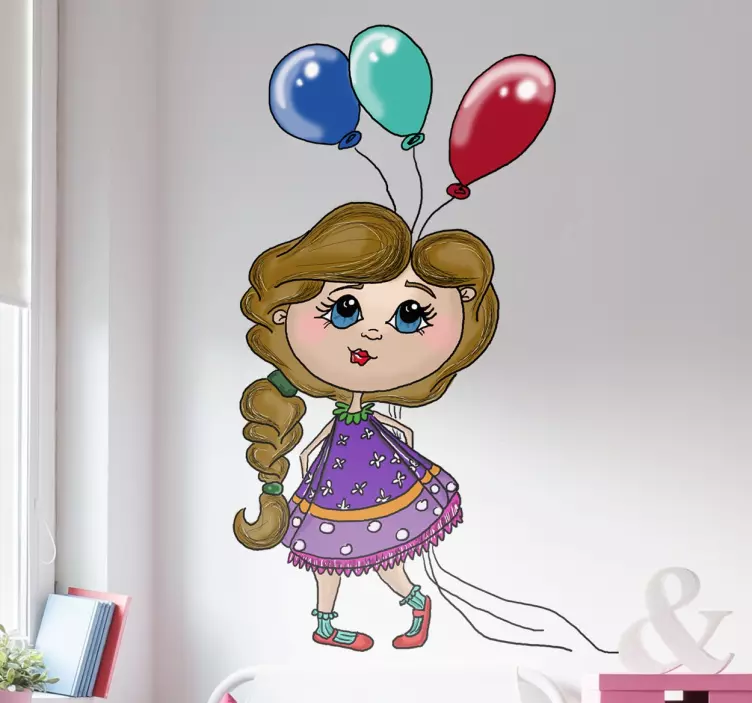 Balon kız dekoratif duvar sticker - TenStickers