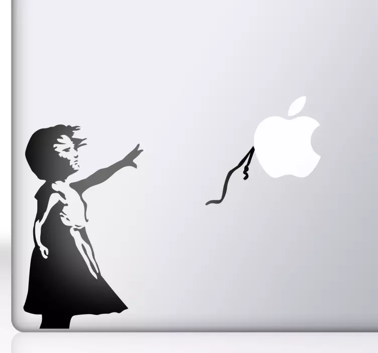 Balon macbook etiket ile banksy kız - TenStickers