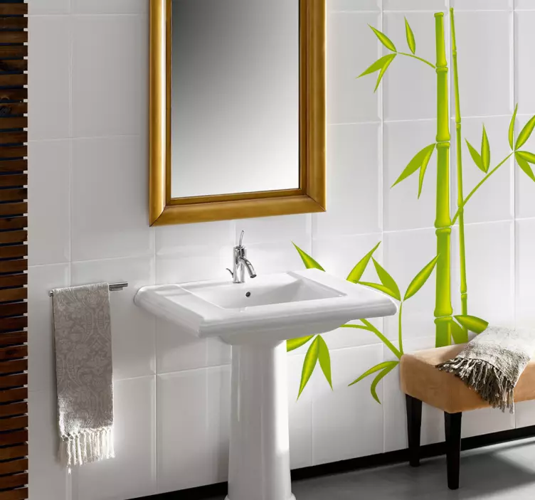Bambu ağacı banyo sticker - TenStickers