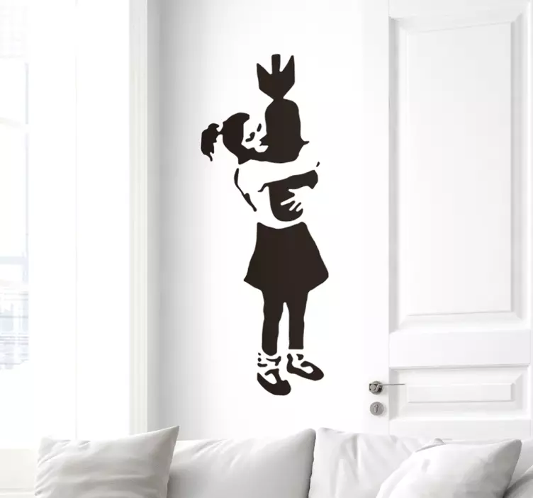 Banksy sarılmak bomba duvar sticker sanat - TenStickers