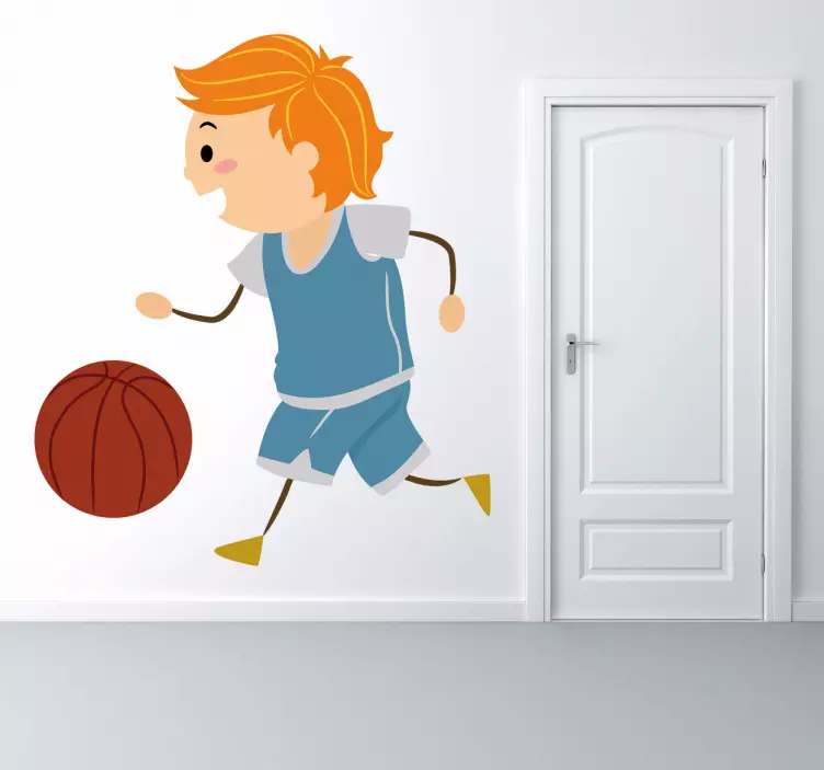 Basketbol oynayan küçük çocuk çıkartması - TenStickers