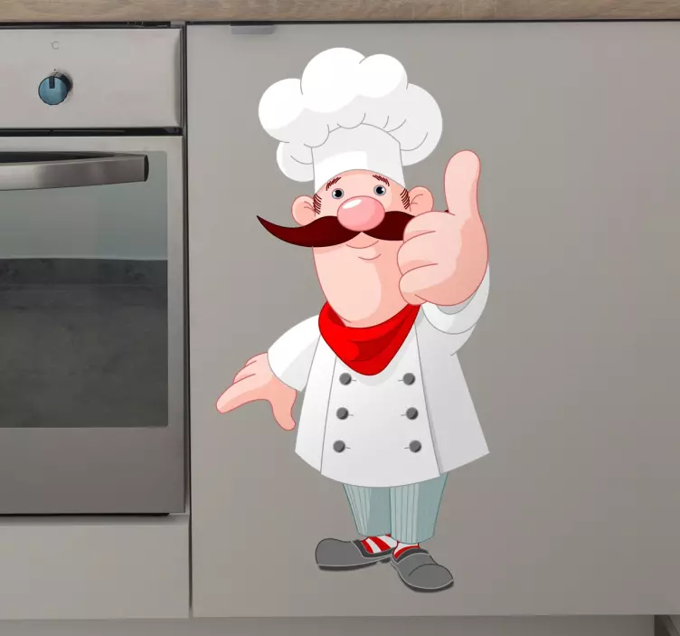 Başparmak yukarıya çizgi film chef çıkartması - TenStickers