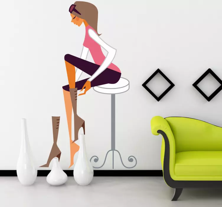 Bayan bot dekoratif etiket çalışıyor - TenStickers