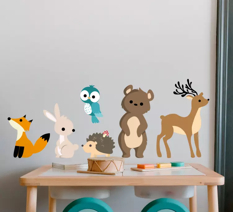 Bebek hayvanlar tasarım çocuk yatak odası sticker - TenStickers