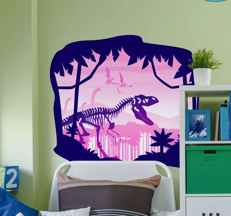 Bebek t-rex iskelet duvar sticker - TenStickers