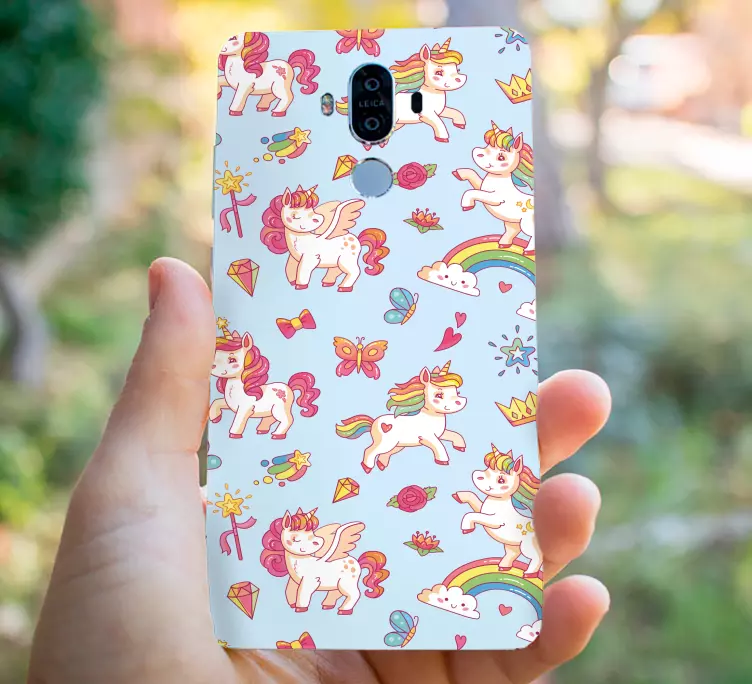 Bebek tek boynuzlu atların şirin deseni huawei çıkartması - TenStickers