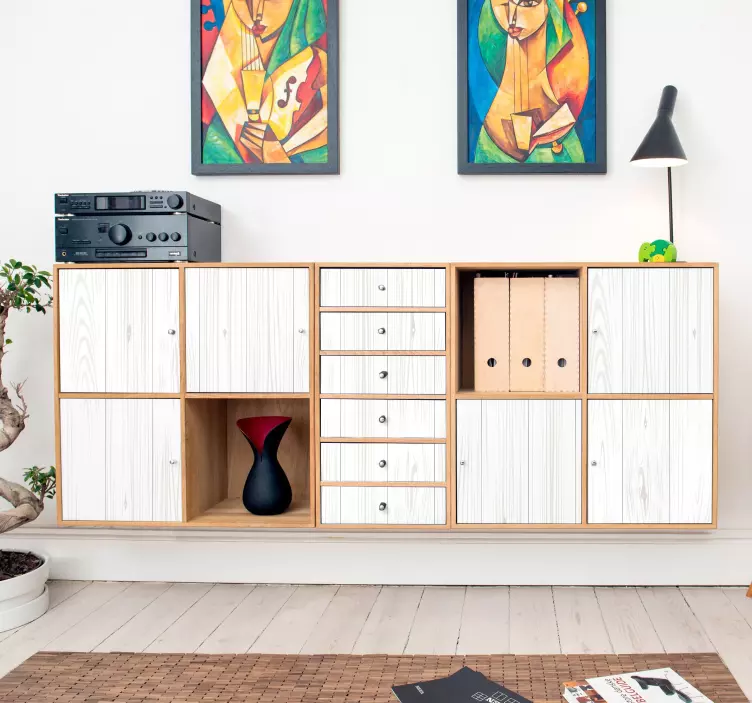 Beyaz ahşap desen mobilya çıkartması - TenStickers