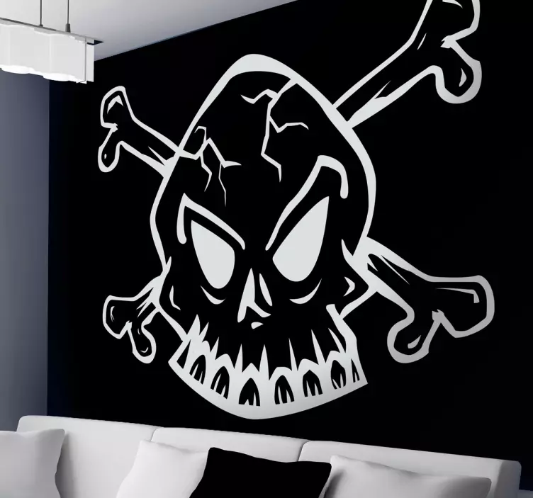 Beyaz anahat kafatası çıkartması - TenStickers