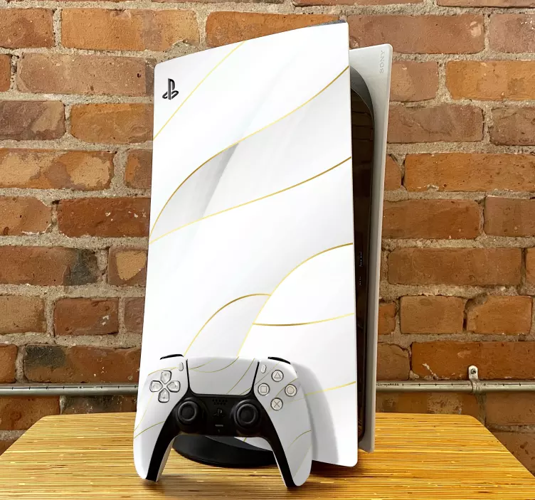 Beyaz marbel vinil ps5 sticker - TenStickers