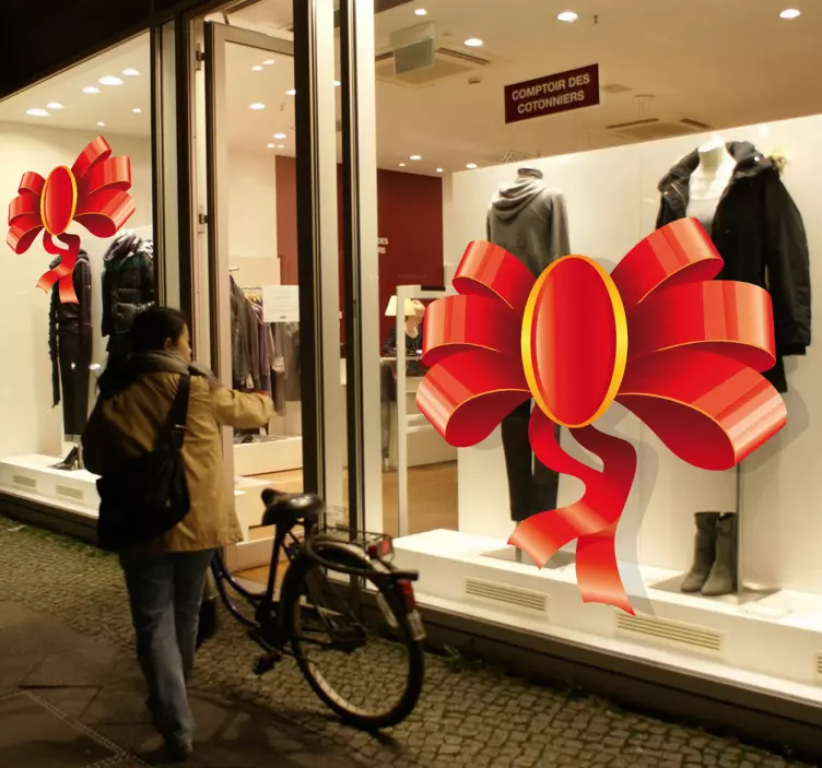 Bir noel yay penceresi çıkartması - TenStickers