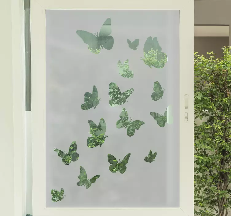 çoklu uçan kelebekler pencere etiket - TenStickers