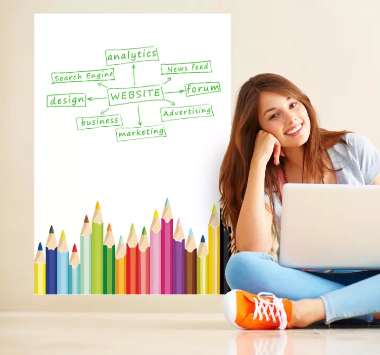 Boyama kalemleri beyaz tahta sticker - TenStickers