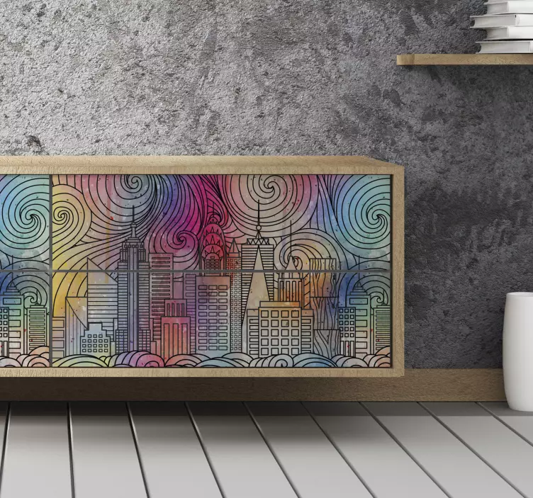 Boyama şehir mobilya sticker - TenStickers