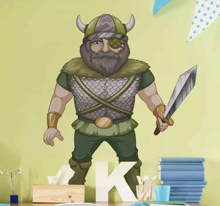 Boynuz karakter çıkartmaları ile viking kask - TenStickers
