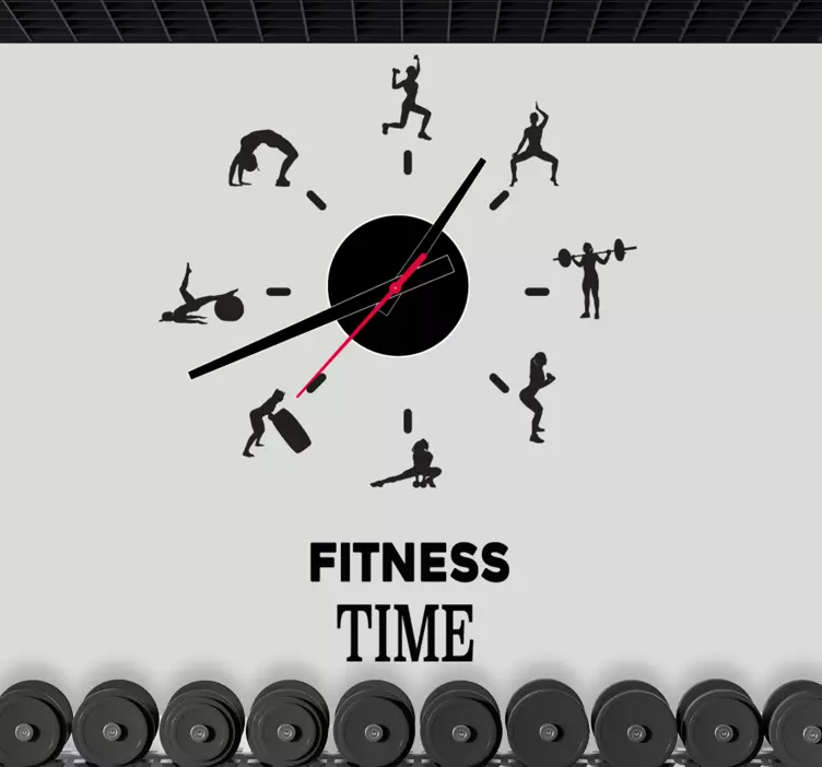 Fitness zamanı duvar saati çıkartması - TenStickers